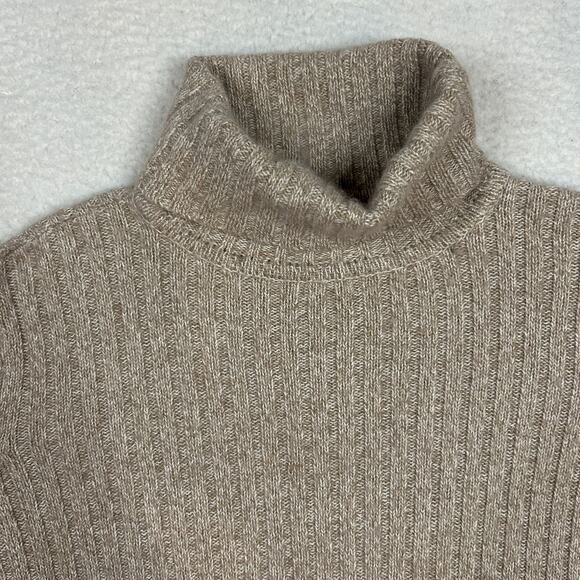 Sundance Size L Angora Turtleneck Sweater Rib Knit Neutral Minimalist Vintage - Picture 2 of 9